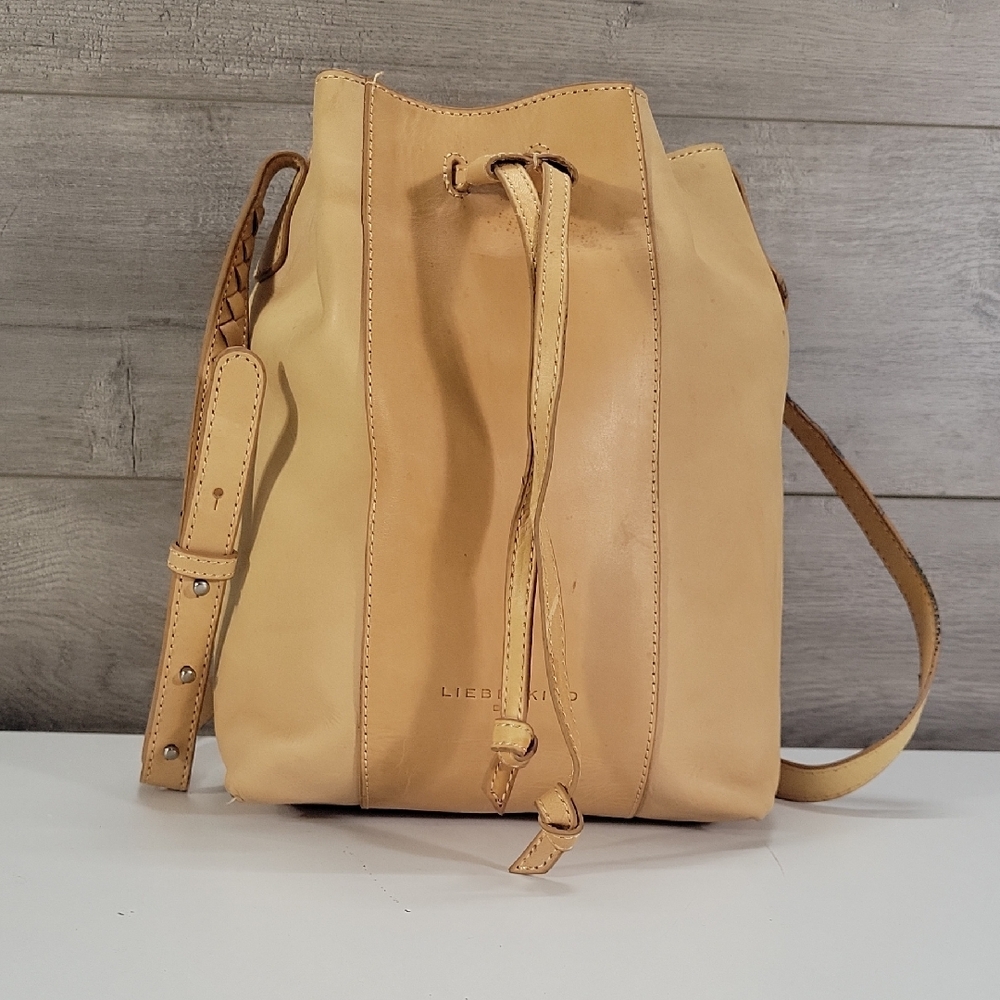 Liebeskind Natural Beige Leather Drawstring Shoulder Bag